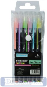 Długopisy żelowe kredowe 6 kolorów