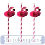 Słomki z papieru 6mm różowy 'flamingo' 20cm 87782