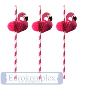 Słomki z papieru 6mm różowy 'flamingo' 20cm 87782